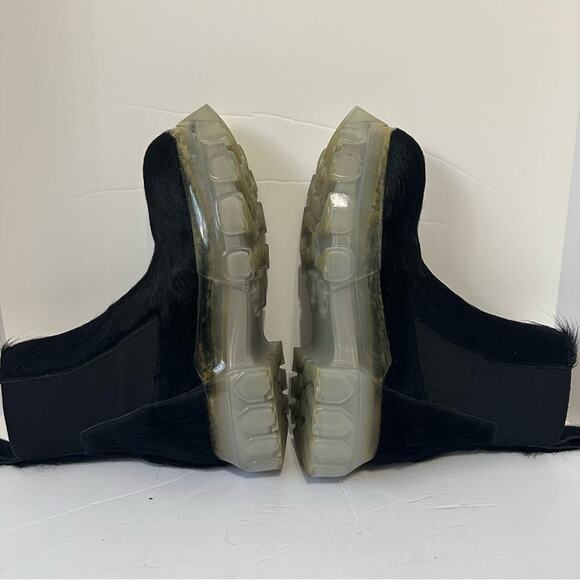 Rick Owens Beetle Bozo Chelsea Boots size IT 37 Black Calf Hair Clear Sole - Picture 3 of 10